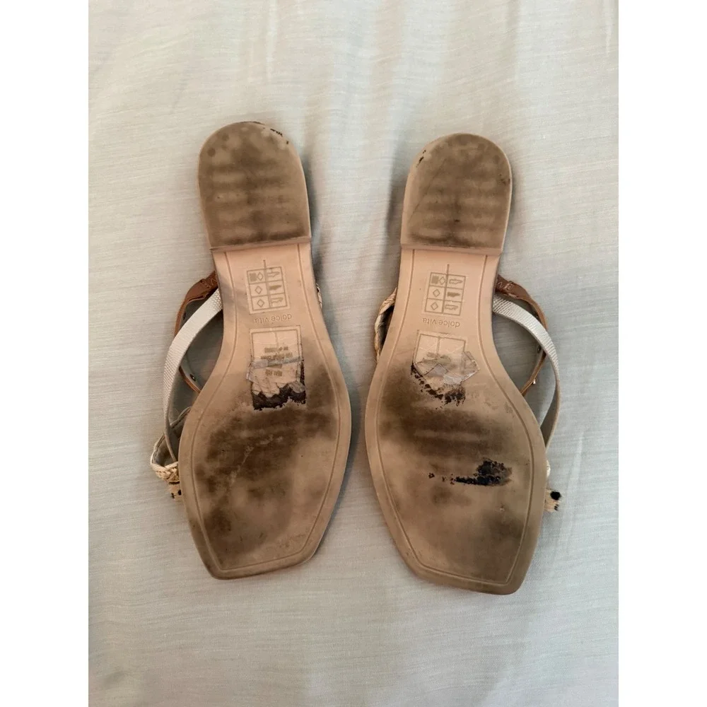 Dolce Vita Isa Sandals 9.5 Cheetah Print Braided Raffia Studded Boho